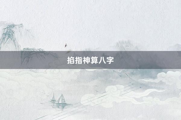 掐指神算八字